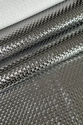 Кожа шевро Плетенка рулонная серебро на дубляже ширина 70 см Италия 00000080861 фото